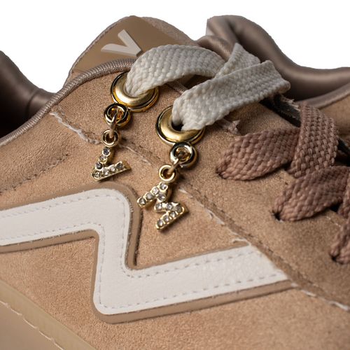 Tênis Feminino Via Marte Camurça Cadarço Duplo Bege