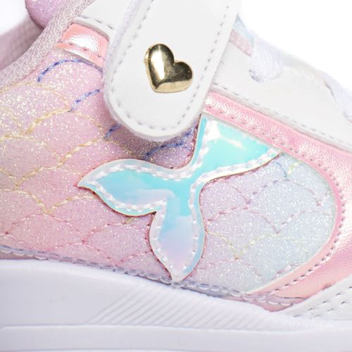 Tênis Infantil Club Happy Reflexivo Glitter Rosa/Branco