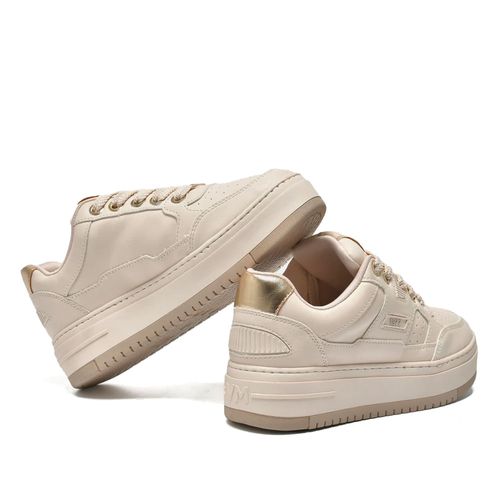 Tênis Feminino Via Marte Napa Casual Branco/Dourado