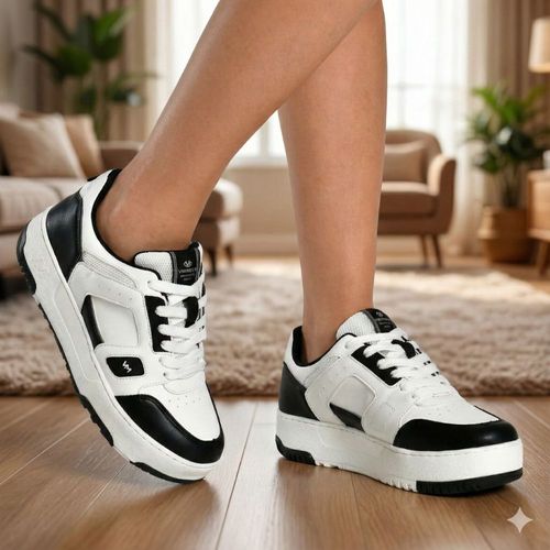 Tênis Feminino Via Marte Napa Solado Bicolor Preto/Branco