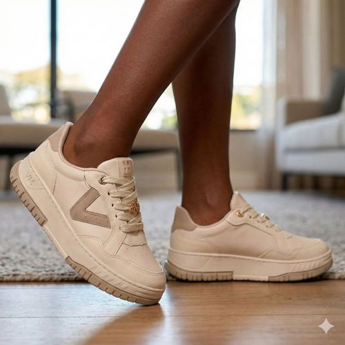 Tênis Feminino Via Marte Casual Napa Off White Bege