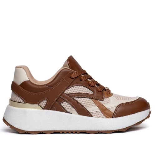 Tênis Feminino Vizzano Sport Flatform Marrom/Off White