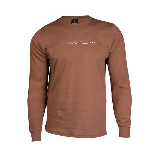 Camiseta Masculina Desayner Manga Longa Algodão Marrom