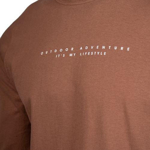 Camiseta Masculina Desayner Manga Longa Algodão Marrom