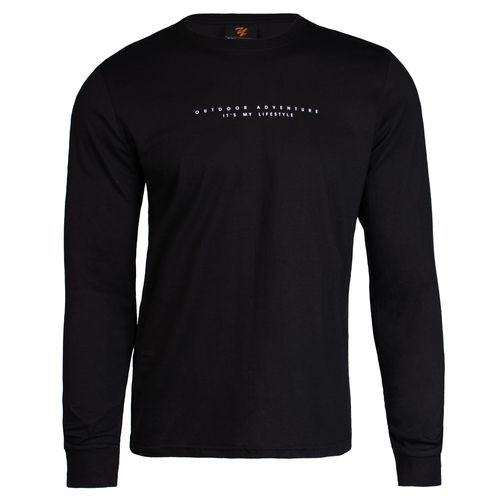 Camiseta Masculina Desayner Manga Longa Algodão Preto