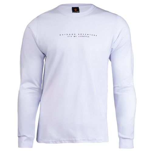 Camiseta Masculina Desayner Manga Longa Algodão Branco