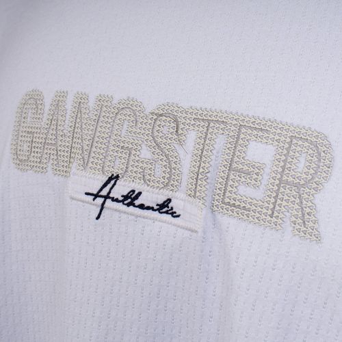 Camiseta Masculina Gangster Plus Size Estampa Branco/Bege