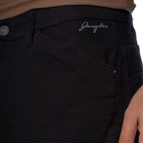 Calça Sarja Masculina Gangster Reta Relaxed Preto