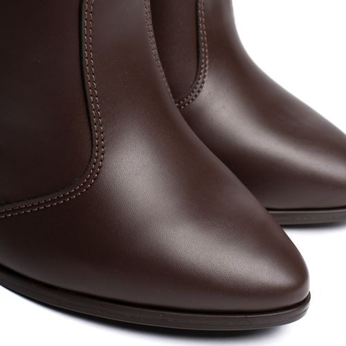 Bota Feminina Beira Rio Cano Médio Salto Bloco Marrom