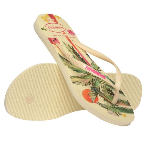 Chinelo Feminino Havaianas Slim Summer Bliss Creme/Verde