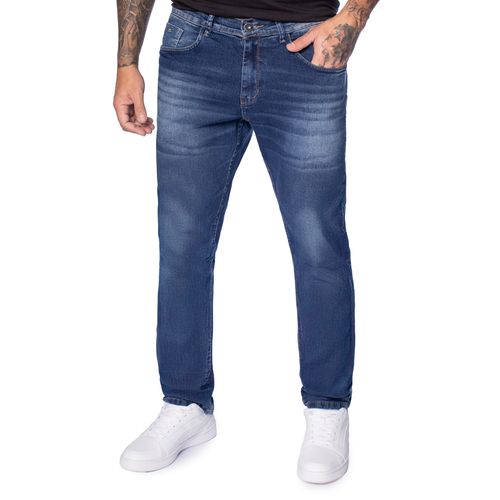 Calça Jeans Masculina Gangster Modelagem Reta Azul Escuro