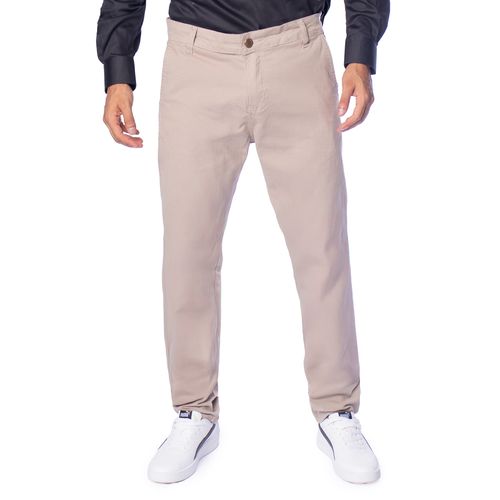 Calça Jeans Masculina HMO Sarja Ajustada Cintura Média Caqui