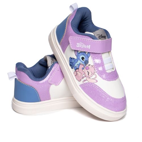 Tênis Infantil Disney Stitch Napa Verniz Branco/Lilás