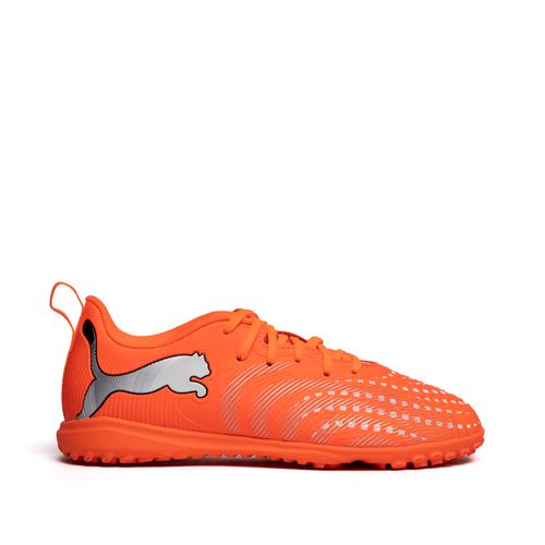 Chuteira Infantil Puma Society Future 9 Laranja Neon/Branco