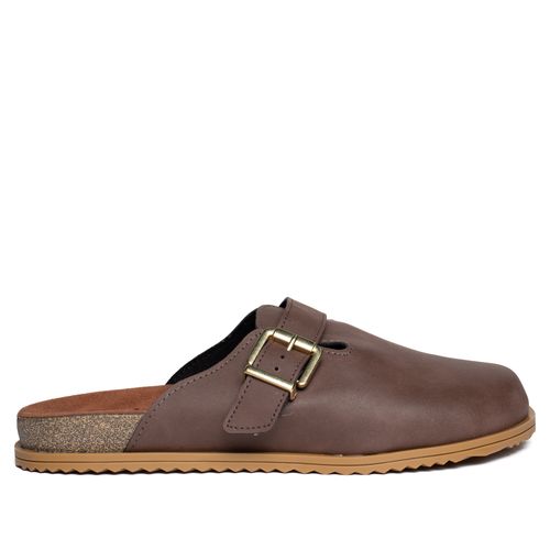 Mule Feminino Moleca Nobuck Fivela Casual Marrom