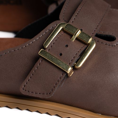 Mule Feminino Moleca Nobuck Fivela Casual Marrom