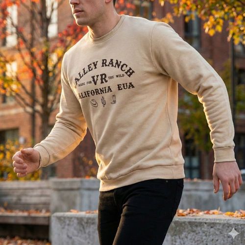 Moletom Masculino Desayner Estampa Country Bege