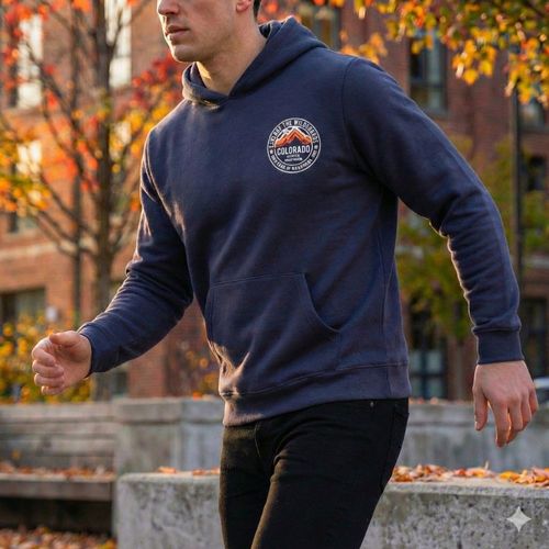 Moletom Masculino Desayner Capuz Estampa Colorado Marinho