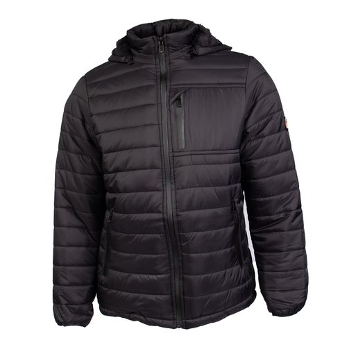 Jaqueta Masculina Puffer Red Nose Capuz Removível Preto