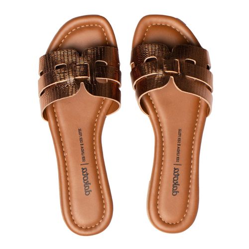 Rasteira Feminina Dakota Tiras Entrelaçadas Dourado