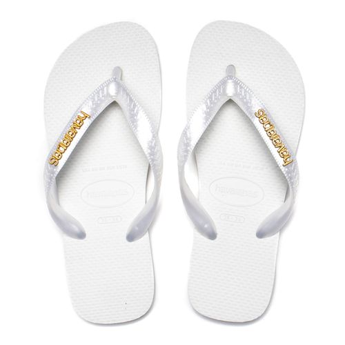 Chinelo Feminino Havaianas Top Logo Metálico Branco