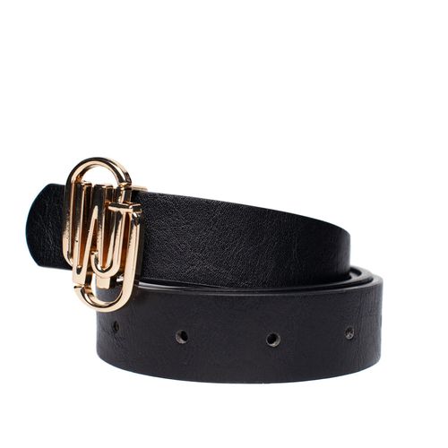 Cinto Feminino WJ 21028 PU Fivela Logo Dourada Preto