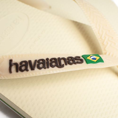 Chinelo Feminino Havaianas Brasil Logo Tiras Creme/Marrom