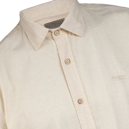 Camisa Masculina Gangster Linho Listras Off White