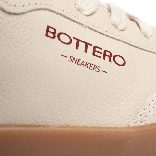 Tênis Feminino Bottero Couro Burnish Bege/Vinho