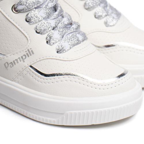 Tênis Infantil Pampili Napa Casual Branco/Prata