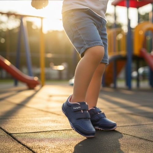 Tênis Infantil Pampili Tira Aderente Perfuros Marinho/Rosa