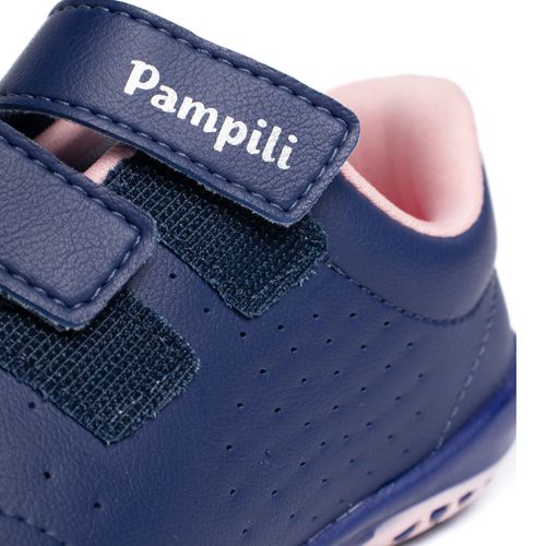 Tênis Infantil Pampili Tira Aderente Perfuros Marinho/Rosa