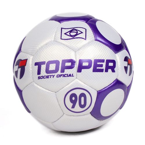 Bola Society Topper 90 PU Soft Termofusionada Branco/Roxo