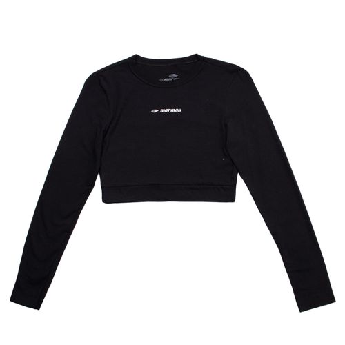 Blusa Feminina Mormaii Cropped Manga Longa Preto