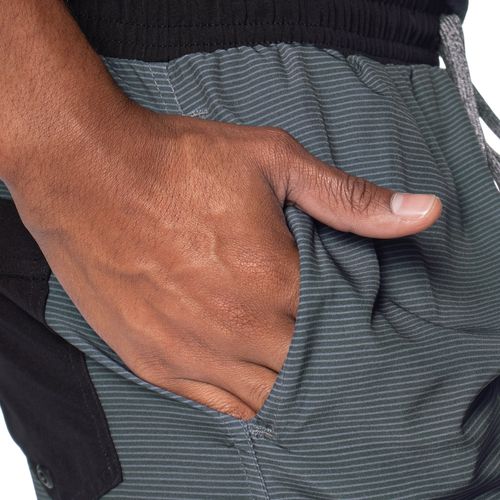 Short Masculino Nicoboco Estampa Listrada Cinza Escuro/preto