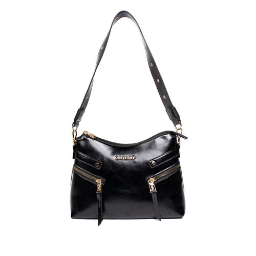 Bolsa Feminina Rafitthy Baguete Média Verniz Burnished Preto