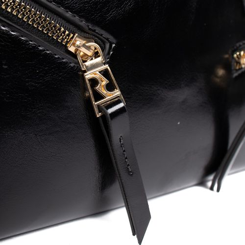 Bolsa Feminina Rafitthy Baguete Média Verniz Burnished Preto