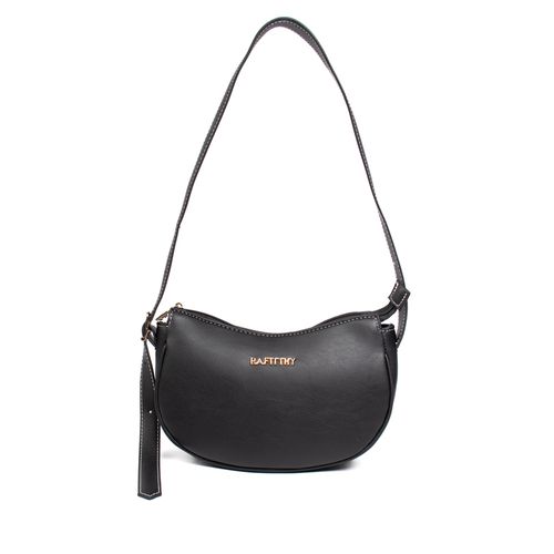 Bolsa Feminina Rafitthy Baguete Pequena Preto/Dourado