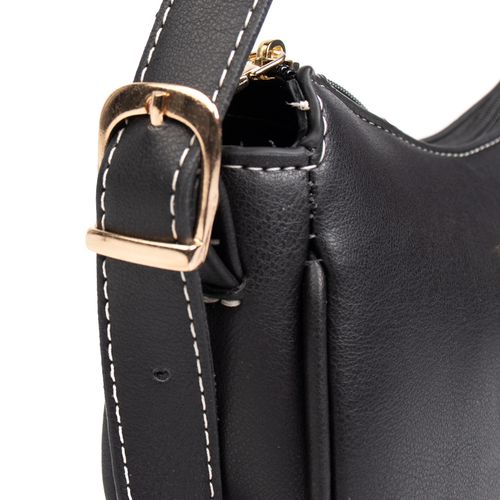 Bolsa Feminina Rafitthy Baguete Pequena Preto/Dourado