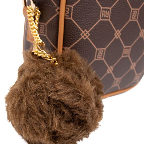 Bolsa Feminina Rafitthy Shoulder Bag Pompom Pequena Marrom