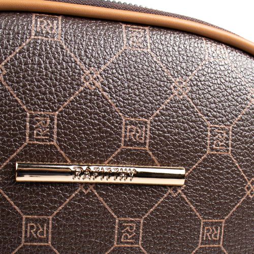 Mochila Feminina Rafitthy Média Monograma Marrom
