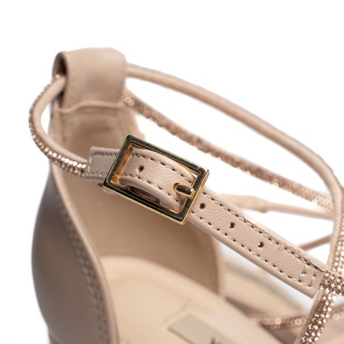 Sapato Feminino Via Marte Scarpin Tiras Brilho Creme