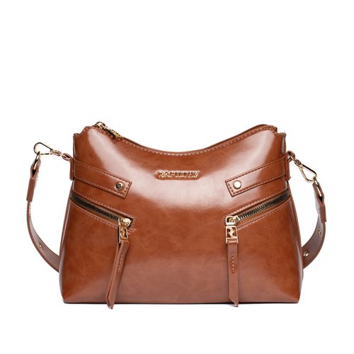Bolsa Feminina Rafitthy Baguete Média Verniz Caramelo