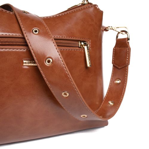 Bolsa Feminina Rafitthy Baguete Média Verniz Caramelo