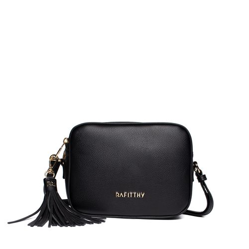 Bolsa Feminina Rafitthy Transversal Pequena Monograma Preto