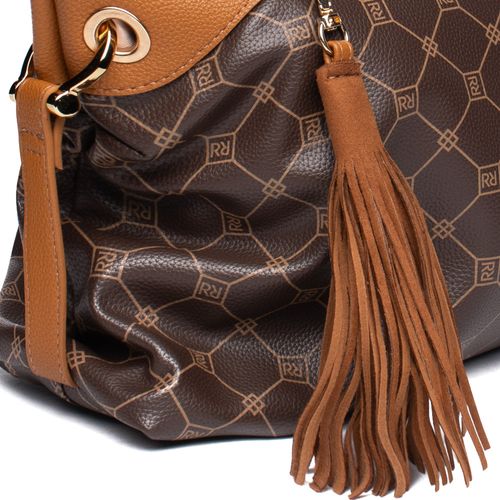 Bolsa Feminina Rafitthy Tote Grande Monograma Marrom
