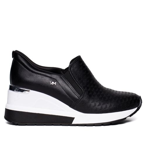 Tênis Feminino Via Marte Anabela Napa Preto/Prata