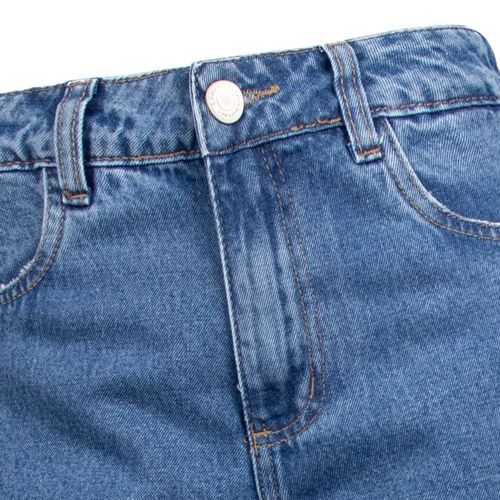 Calça Jeans Feminina Sawary Wide Leg Cargo Duplo Azul