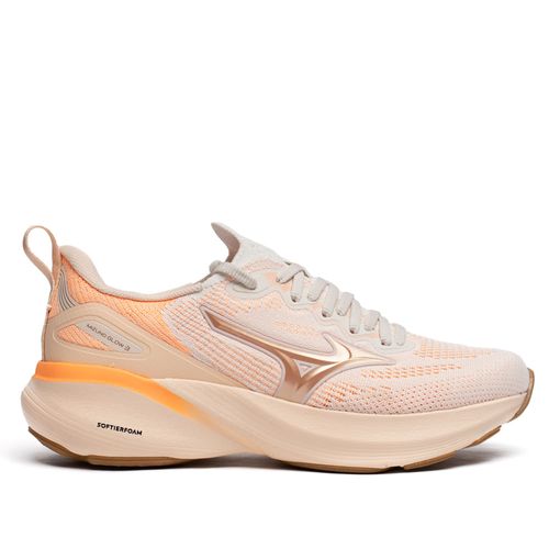 Tênis Feminino Mizuno Glow 3 Knit Softierfoam Bege/Laranja