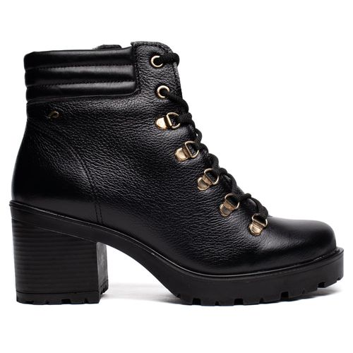 Coturno Feminino Pegada Burnished Couro Soft Touch Preto